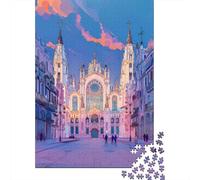 Rompecabezas para Adultos De 1000 Piezas Gothic Cathedral in Pastel Colors Rompecabezas Práctico Juego Regalo De Cumpleaños Cumpleaños Y Navidad 70x50cm/1000pcs