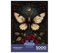 Rompecabezas para Adultos De 1000 Piezas Gothic Moth and Rose Rompecabezas para Adultos Juego Práctico Análisis Y Lógica Gran Regalo para Los Amantes De Los Juegos 38x26cm/1000pcs