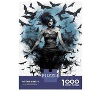 Rompecabezas para Adultos De 1000 Piezas Gothic Woman with Bats Art Print Rompecabezas para Adultos Juego Familiar Vacaciones En Casa Matar El Tiempo Gran Regalo para Jugar 52x38cm/1000pcs