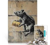 Rompecabezas para Adultos de 1000 Piezas Grafiti de Rata y Queso de Banksy Juego de ingenio Trato como Regalo para Toda la Familia 52x38cm