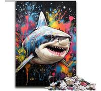Rompecabezas para Adultos de 1000 Piezas: Grafiti de tiburón. Rompecabezas de 1000 Piezas para Adultos. Un desafío para la Mente, Ideal para Jugar en Familia (tamaño 26x38cm).