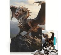 Rompecabezas para Adultos de 1000 Piezas: Gran dragón de Bronce en una Colina, Juego práctico, Ideal para divertirse en Familia, cumpleaños 38x26cm