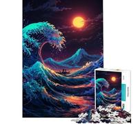 Rompecabezas para Adultos de 1000 Piezas Gran Ola Viaje a la Luz de la Luna Juego Educativo desafío Juguete Juegos relajantes Mejora la Memoria Regalo de cumpleaños (tamaño 38x52cm)
