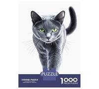 Rompecabezas para Adultos De 1000 Piezas Gray Cat with Green Eyes Rompecabezas para Adolescentes Juegos Familiares Ensamblaje De Patrones Actividades Divertidas En Casa 70x50cm/1000pcs