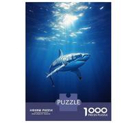 Rompecabezas para Adultos De 1000 Piezas Great White Shark in Ocean Depths Rompecabezas para Adultos Juegos Relajantes Difícil Gran Regalo para Jugar 38x26cm/1000pcs