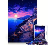 Rompecabezas para Adultos de 1000 Piezas,Grecia,Noche,Pixel Art,Corte preciso,Juego Divertido para concentrarse,Relajarse,Momento Divertido, 50x75cm