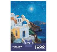 Rompecabezas para Adultos De 1000 Piezas Greek Island Night Rompecabezas para Adolescentes Juego Práctico Decoración del Hogar 38x26cm/1000pcs