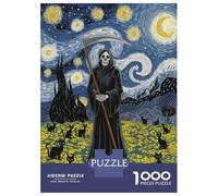 Rompecabezas para Adultos De 1000 Piezas Grim Cats on Starry Night Rompecabezas para Adultos Juego De Ingenio Regalo De Cumpleaños Desafío Educativo 52x38cm/1000pcs