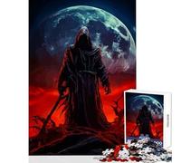 Rompecabezas para Adultos de 1000 Piezas Grim Reaper bajo la Luna de Sangre Juguete Educativo Grandes Regalos y Juguetes Juegos educativos interacción Entre Padres e Hijos tamaño 50x75cm