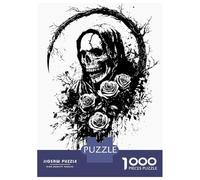 Rompecabezas para Adultos De 1000 Piezas Grim Reaper with Roses Black and White Rompecabezas para Adultos Juego Práctico Corte De Precisión 70x50cm/1000pcs