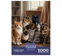 Rompecabezas para Adultos De 1000 Piezas Group of Cats on A Rug Rompecabezas para Adultos Juegos Relajantes Pero Divertidos Y Humorísticos para Cumpleaños, Navidad 38x26cm/1000pcs
