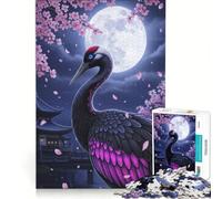 Rompecabezas para Adultos de 1000 Piezas: Grulla, Luz de Luna, Flores de Cerezo, Juegos de relajación, Interacción Entre Padres e Hijos, Colección de Artistas, Bellas Artes 38x52cm