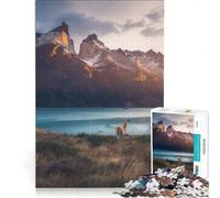 Rompecabezas para Adultos de 1000 Piezas Guanaco en la montaña de Chile, decoración de Pared, Ideal para la diversión Familiar, Perfecto como Regalo para Toda la Familia 50x75cm