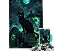 Rompecabezas para Adultos de 1000 Piezas Guardián del Inframundo El Gato del Cementerio Ayuda a ejercitar el Cerebro Decoración de Pared Juguetes antiestrés para Mayores de 14 años Juego
