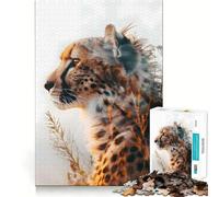 Rompecabezas para Adultos de 1000 Piezas Guepardos,Amanecer,Caza,Arte,Lógica,Juguete Divertido,Juego Relajante,Regalo Navideño Tranquilo (50x75cm)
