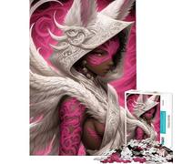 Rompecabezas para Adultos de 1000 Piezas Guerrera angelical con Tatuaje Rosa Chica Anime Rompecabezas de 1000 Piezas Juguete para decoración de Pared Mejora la Memoria Regalo de cumpleaños obsequios