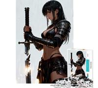 Rompecabezas para Adultos de 1000 Piezas Guerrera con Espada Rota bajo la Lluvia Juego Educativo desafío Juguete Juego Relajante Una Obra de Arte Regalo para Hombres y Mujeres (tamaño 38x26cm)