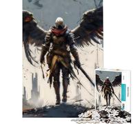 Rompecabezas para Adultos de 1000 Piezas Guerrero Ángel Oscuro para Juego Educativo Juguete desafiante Juego práctico patrón de Montaje Regalo de cumpleaños (tamaño 38x26cm)