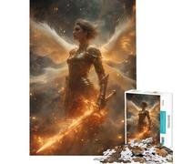 Rompecabezas para Adultos de 1000 Piezas Guerrero angelical con Espada llameante Juegos Familiares Desafío para la Inteligencia Cerebral Juguetes adictivos Excelentes Regalos Una Obra de Arte 75x50cm