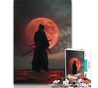 Rompecabezas para Adultos de 1000 Piezas, Guerrero bajo la Luna de Sangre, 1000 Piezas para Adultos, Ideal para aliviar el estrés, Pasar el rato y entretenerse Entre Padres e Hijos (tamaño 38x26cm)
