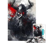 Rompecabezas para Adultos de 1000 Piezas Guerrero Berserker Vikingo Juguete de Rompecabezas para Adultos decoración de Pared desafío difícil cumpleaños (tamaño 50x75cm)