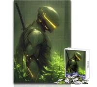 Rompecabezas para Adultos de 1000 Piezas: Guerrero ciberpunk en un Bosque Verde Un pasatiempo Tranquilo y satisfactorio Juguete de Corte de precisión Entrelazado Tamaño: 50x75cm