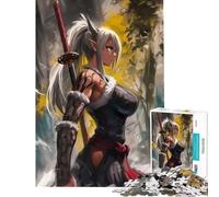 Rompecabezas para Adultos de 1000 Piezas Guerrero Demonio con Katana Juego Educativo desafío Juguete Juego de ingenio Regalo de cumpleaños (tamaño 50x75cm)