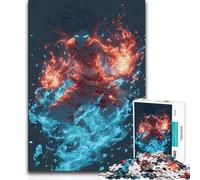 Rompecabezas para Adultos de 1000 Piezas: Guerrero Elemental controlando Fuego y Agua. Juguete Intelectual. Regalo de cumpleaños. 50x75cm (1000 Piezas).