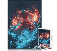 Rompecabezas para Adultos de 1000 Piezas: Guerrero Elemental Controlando Fuego y Agua Un desafío difícil y práctico para Mayores de 14 años (tamaño 50x75cm)