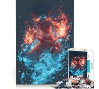 Rompecabezas para Adultos de 1000 Piezas: Guerrero Elemental Que controla el Fuego y el Agua Juegos Divertidos para Relajarse Lista de Deseos con Papá Noel 38x52cm