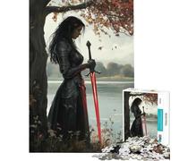Rompecabezas para Adultos de 1000 Piezas Guerrero Junto al Lago Rompecabezas de 1000 Piezas Juguetes de decoración para el hogar Regalos de decoración Amigos y Familiares (38x26cm)