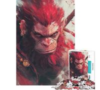 Rompecabezas para Adultos de 1000 Piezas Guerrero Mono de Pelo Rojo Rompecabezas para Adultos Juegos relajantes Juego de Corte de precisión Juego desafiante Regalo Ideal (Tamaño 50x75cm)