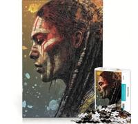 Rompecabezas para Adultos de 1000 Piezas Guerrero Nativo Americano Juegos Familiares decoración de Pared con Piezas de Formas aleatorias Que encajan Perfectamente 38x26cm