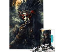 Rompecabezas para Adultos de 1000 Piezas Guerrero Nativo Americano Juguete Educativo Divertido y entretenido para Disfrutar en Familia (38x52cm)