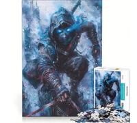 Rompecabezas para Adultos de 1000 Piezas: Guerrero Ninja Azul, Juguetes para armar, Entrena tu Cerebro y Tus Manos, con póster y Hoja de Preguntas a Juego 38x26cm
