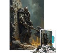 Rompecabezas para Adultos de 1000 Piezas Guerrero orco con Hacha Juguete Intelectual Juegos relajantes Carrera de Velocidad Manual Excelentes Regalos para los Amantes de los Juegos Tamaño 38x52cm