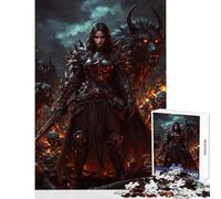 Rompecabezas para Adultos de 1000 Piezas: Guerrero Oscuro con Lobos y Esqueletos Juguete Educativo Regalo de cumpleaños para Juegos educativos Mejora el Amor Entre Parejas Tamaño 50x75cm