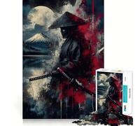Rompecabezas para Adultos de 1000 Piezas: Guerrero samurái con Katana y Paisaje Juguete para ejercitar la Mente Ideal para Relajarse y divertirse Regalo artístico para armar (38x26cm)