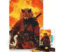 Rompecabezas para Adultos de 1000 Piezas Guerrero Samurai Lobo - Juego de concentración Mental - Manualidad de Corte de Alta precisión - Actividad para Fortalecer los Lazos Familiares (38x26cm)