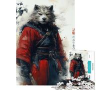 Rompecabezas para Adultos de 1000 Piezas Guerrero samurái Lobo Rompecabezas práctico de Corte de precisión cumpleaños y Navidad (tamaño 50x75cm)