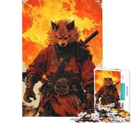 Rompecabezas para Adultos de 1000 Piezas Guerrero samurái Lobo Rompecabezas práctico de Corte de precisión cumpleaños y Navidad (tamaño 50x75cm)