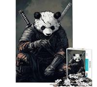 Rompecabezas para Adultos de 1000 Piezas Guerrero samurái Panda Divertidas Actividades en casa para Mejorar la Memoria Juego práctico para Mayores de 14 años (50x75cm)