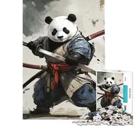 Rompecabezas para Adultos de 1000 Piezas Guerrero Samurai Panda Juegos relajantes desafío para la Inteligencia Cerebral Juguetes adictivos Gran Regalo Actividades Familiares (tamaño 38x26cm)