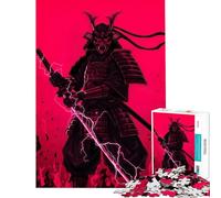 Rompecabezas para Adultos de 1000 Piezas Guerrero samurái Rojo con Espada relámpago Juego de ingenio Que desafía la Inteligencia Juguete adictivo Un Gran Regalo Una Obra de Arte (Tamaño 50x75cm)