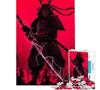 Rompecabezas para Adultos de 1000 Piezas Guerrero samurái Rojo con Espada relámpago Juego Familiar Educativo Juguete Ideal para Aprender y Mejorar la Memoria (Tamaño 38x52cm)