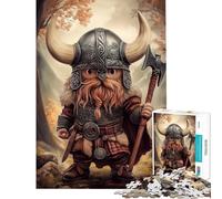 Rompecabezas para Adultos de 1000 Piezas Guerrero Vikingo de Dibujos Animados con Hacha Juguete difícil Que estimula el análisis y la lógica Decoración de Pared Apto para Mayores de 14 años 38x52cm