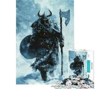 Rompecabezas para Adultos de 1000 Piezas Guerrero Vikingo en Plena Furia Helada Juego de ingenio Juguetes adictivos para Cultivar la Paciencia Regalo Divertido para Mujeres (tamaño 38x26cm)