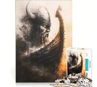 Rompecabezas para Adultos de 1000 Piezas Guerrero Vikingo y Barco Juego Educativo desafiante para completar Regalo Ideal para quienes Buscan un Juego desafiante 38x52cm