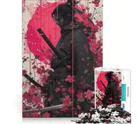 Rompecabezas para Adultos de 1000 Piezas Guerreros samuráis en cerezos en Flor Juego Familiar Relajante e Intelectual Regalo Ideal 50x75cm