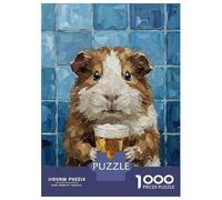 Rompecabezas para Adultos De 1000 Piezas Guinea Pig with Beer Painting Rompecabezas para Adultos Juegos Relajantes Alivia El Estrés Ayuda A Ejercitar El Cerebro 38x26cm/1000pcs